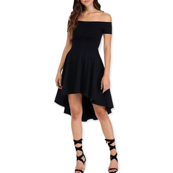 NWT Sarin Mathews Womens Off Shoulder Short Sleeve High Low Cocktail Dress … - Picture 8 of 12